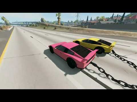 Cars crashed by chained-car accident BeamNG drive-cars Vs chain