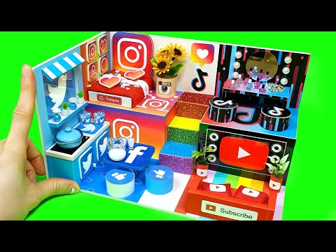 DIY Miniature Board House # Social Media - Youtube , Instagram , Tiktok , Twitter , Facebook