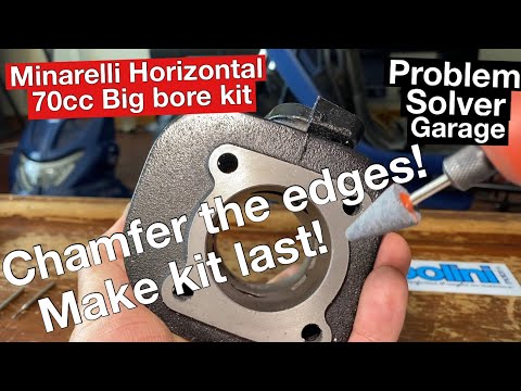 How to Chamfer, prepare, install a big bore kit properly. Yamaha Zuma, Jog and E-ton Beamer matrix