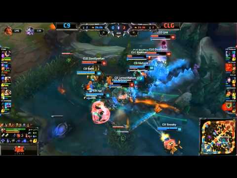 C9 Wombo Combo Balls Equalizer Teamfight - C9 vs CLG Game 2 (NA LCS Spring 2015)