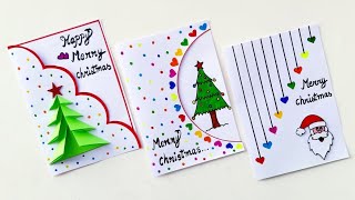 3 Easy & Beautiful white paper christmas Card making|DIY Merry Christmas greeting card|Handmade card