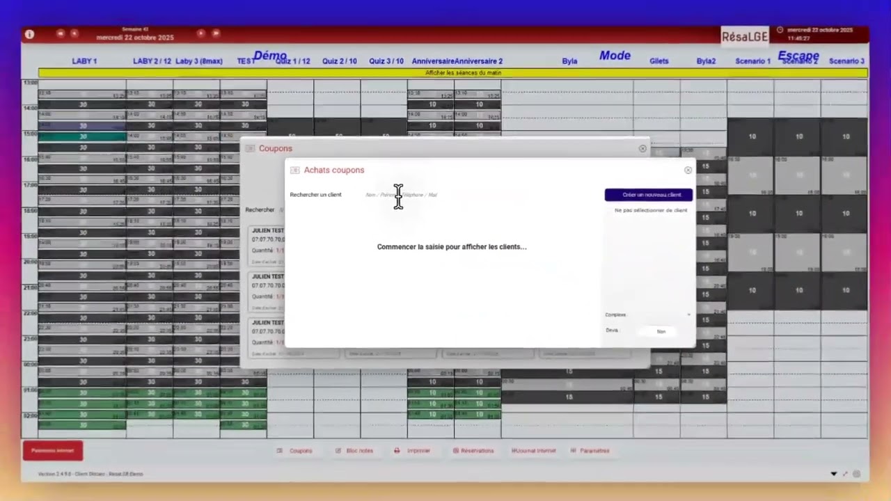 Achat de coupons - Étape 1