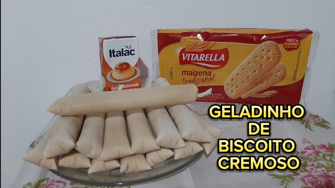 Geladinho sacole chup chup cremoso de Biscoito