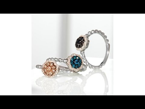 .31ctw Colored and White Diamond Cluster Sterling Silver...