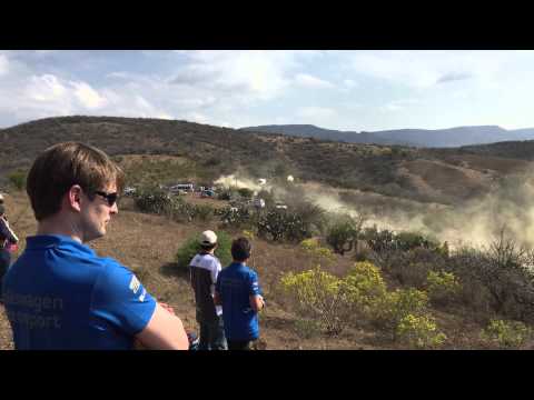 WRC Rally Mexico's Agua Zarca stage from the dusty side of the course
