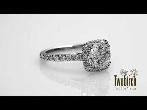Round Traditional Halo Engagement Ring Bridal Set (2 Rings, 1.54 CTS) - TwoBirch - ST-ENG-369-WG-F8L