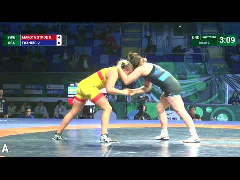 Round 2 WW - 75 kg: D. MAKOTA STROE (SWE) df. V. FRANCIS (USA) by VSU, 10-0