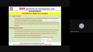 BMSIT CIVIL FM Lab Concept Major Losses in Pipes