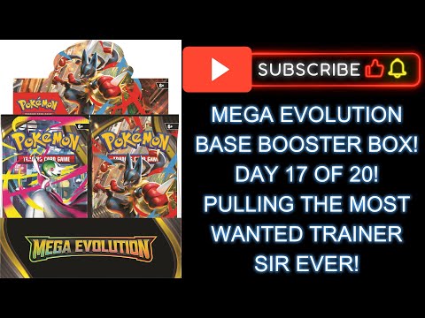 MEGA EVOLUTIONS BASE BOOSTER BOX FOR DAY 17! PULLING THE MOST DESIRABLE TRAINER CARD OF ALL TIME!!!🔥