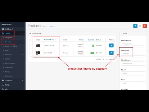 Admin Product List Filter By Category And Manufacturer - OpencartTools