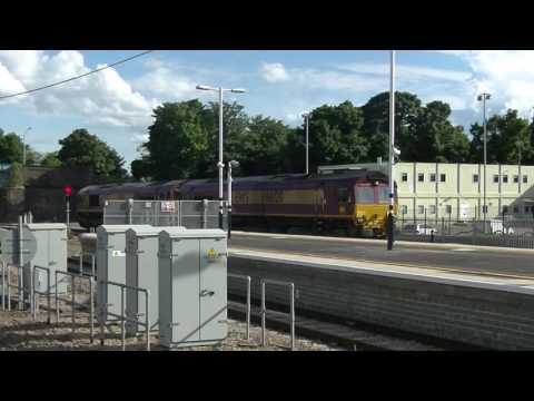EWS 66120 and 66250 passing Peterborough