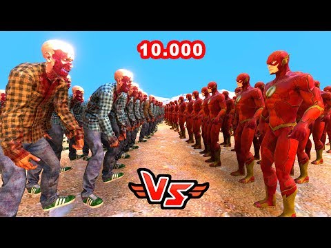 10.000 FLASH VS 10.000 ZOMBIE 😱 - Super Heroes