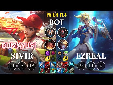 T1 Gumayusi Sivir vs Ezreal Bot - KR Patch 11.4