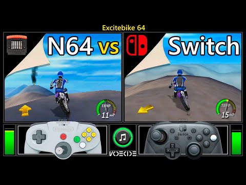 Excitebike 64 (Nintendo 64 w/ Expansion Pak vs Nintendo Switch) Real Hardware Comparison