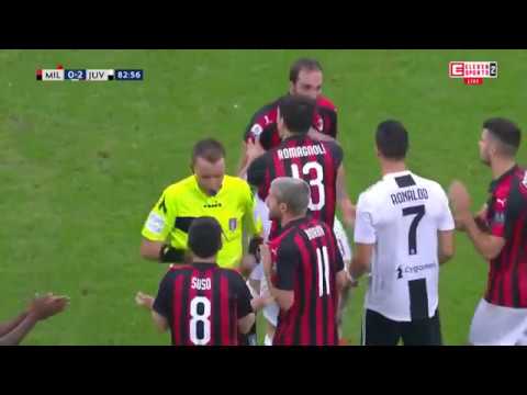 Higuain red card against Juventus and his reaction towards Cristiano Ronaldo + extra footage