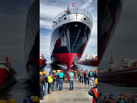 Close Call! Giant Ship Launch Almost Ends in Disaster! 😱🚢