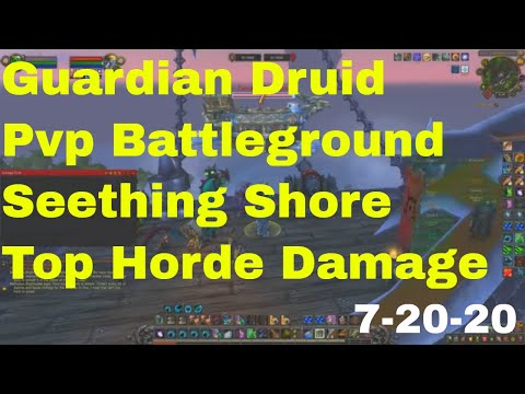 World of Warcraft BFA 3.0 Guardian Druid Pvp Battleground, Seething Shore,  7-20-20