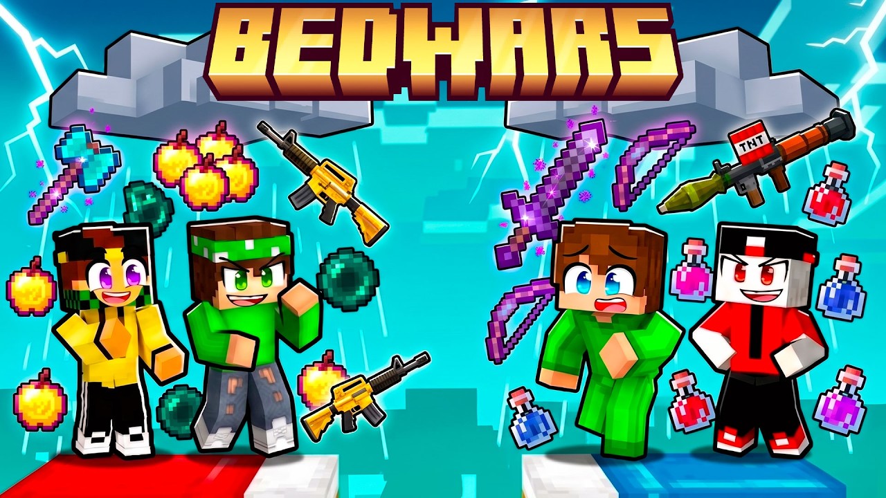 BEDWARS 2VS2 MA PIOVONO OGGETTI OP - MARCY NICO VS BADDI GIORGIO - MINECRAFT ITA