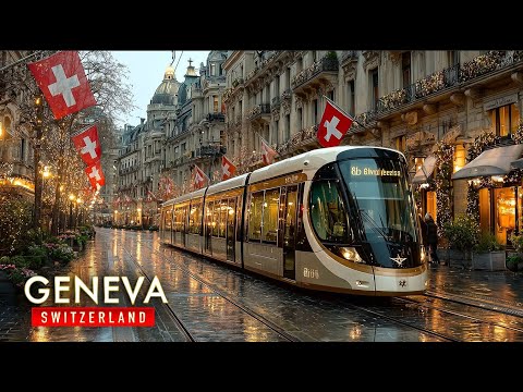 Geneva, Switzerland 🇨🇭 When Day Turns Into Night | City Lights Cinematic 4K Walking Tour