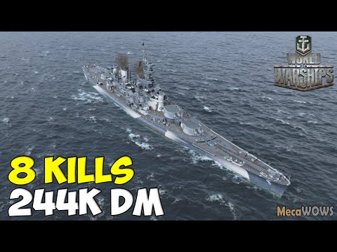 World of WarShips | Georgia | 8 KILLS | 244K Damage - Replay Gameplay 4K 60 fps