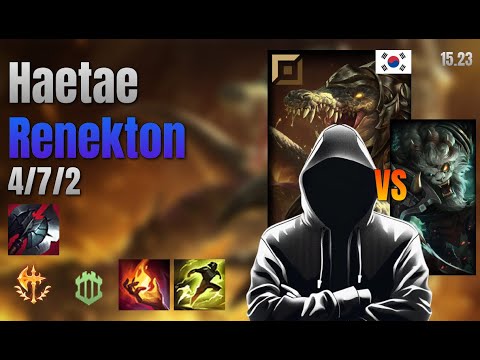 Haetae Top Renekton vs Rengar lol KR solo rank Full Game 15.23 | 해태 레넥톤 vs 렝가