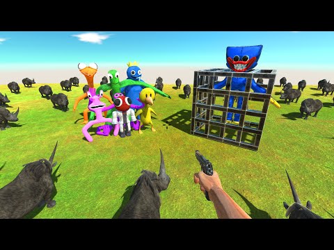 Huggy Wuggy Rescue Challenge | Fps Help Rainbow Friends Beat Woolly Rhino - ARBS