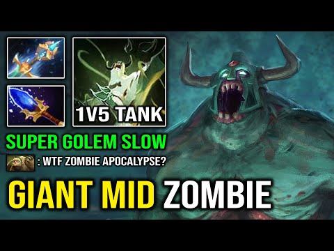 WTF Giant Mid Zombie 1v5 Super Tank Undying with Aghanim Flesh Golem Slow Imba Hero Dota 2