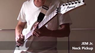 Video thumbnail for Can you hear the difference? Ibanez JEM Jr. with Dimarzio Evolution pickups (2 of 2) by jem555bkk