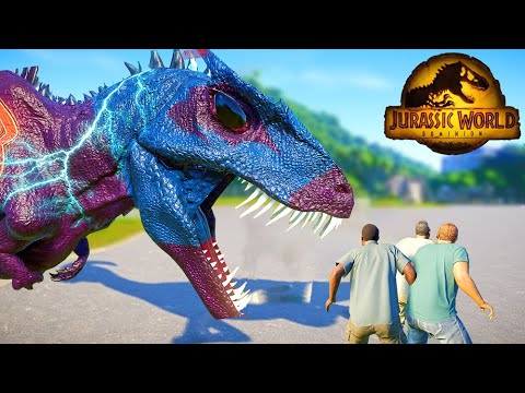 Superman Carnotasurus Vs Thor Giganotosaurus & T-REX - Jurassic World Evolution fight