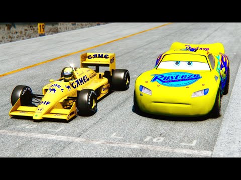 Lightning McQueen Yellow Edition vs Lotus F1 1987 Ayrton Senna at Desert Drag Race