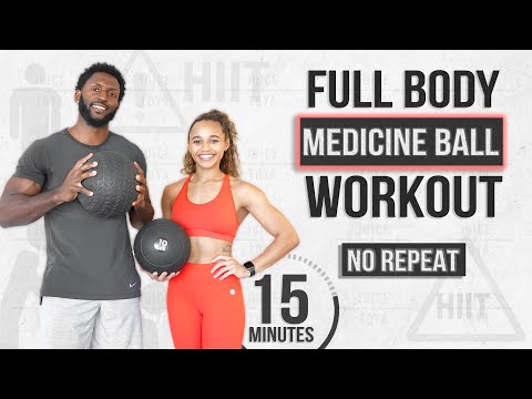 15 Minute Medicine Ball HIIT Workout (No Repeat + Modifications)