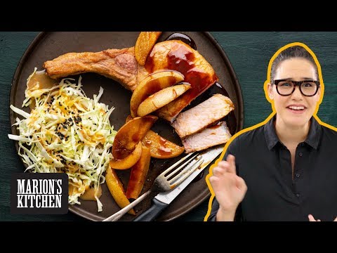 One-Pan Japanese Caramel Pork Cutlets with Tonkatsu Sauce and Miso Slaw
