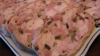 Смотреть онлайн Рецепт куриной ветчины с грибами