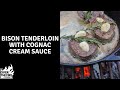 Bison Tenderloin with Cognac Cream Sauce 🥩🔥 | Over The Fire Cooking #shorts