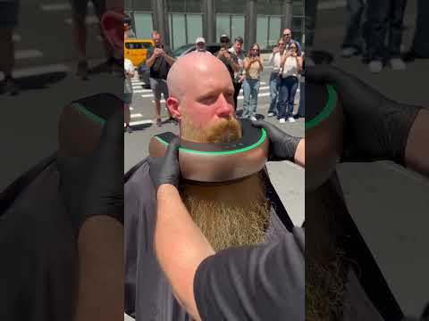 Beard tech from the future just got tested on a random bald guy in the middle of the street 💀🔊