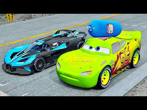 Lightning McQueen NOS Edition vs Bugatti Bolide - Drag Race 10 KM