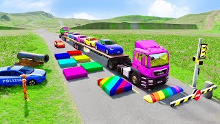 Flatbed Truck McQueen | Transportation with Truck - Pothole vs Car #108 | BeamNG.Drive Gameplay