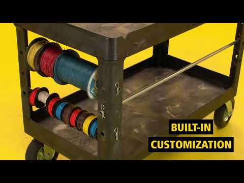 Product video for Heavy-Duty Ergo Handle Utility Cart, Lipped Shelf, Medium, 500 lb. Capacity - Black