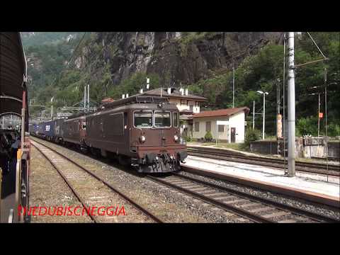LA DOPPIA TRAZIONE DI Re 4/4 BLS IN TRANSITO CON UN MERCI A ISELLE TRASQUERA (VB) DOM. 22 - 6 - 2014