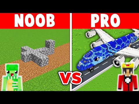 Minecraft NOOB vs PRO: GIANT AIRPLANE BUILD CHALLENGE