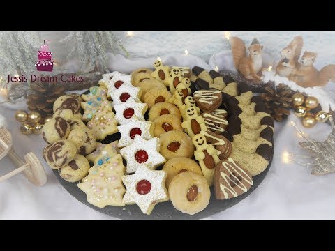1 dough 7 different cookies / Quickly bake lots of cookies / Colorful cookie plate 🎄☃️