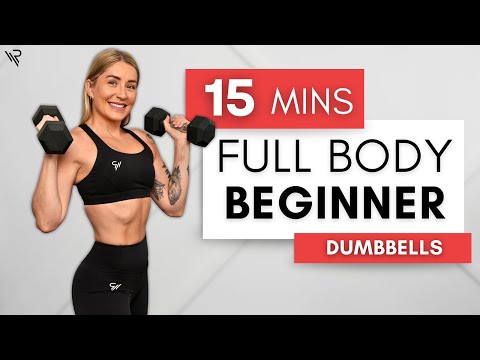15 Min BEGINNER Full Body Dumbbell Workout (Vocal Instructions)