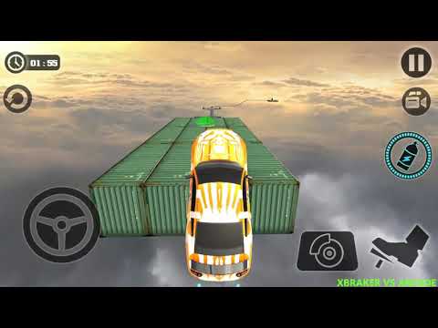 Impossible Stunt Car Tracks 3D Yellow Vehicle Driving levels 6 and 9 - Android GamePlay 2019