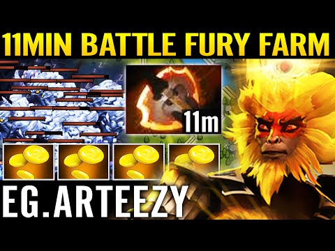 ARTEEZY [Monkey King] 11min Fury + Power Tread WTF Insane Speed Fast Farm Guide 7.29 Dota 2 Pro