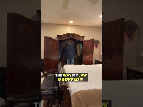 Man cave entrance hidden inside a wardrobe! #mancave #mancaveideas #gamesroom #homecinema #homebar