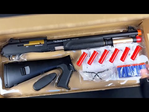 NERF Bullet Shell Ejection Airsoft ShotGun Toy Unboxing & Testing