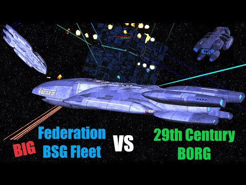 Federation Battlestar FLEET VS 29th Century Borg Cube - Star Trek Starship Battles