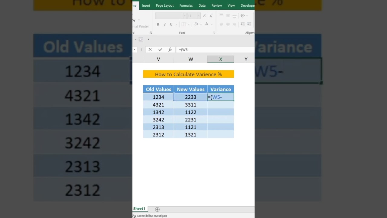 how to calculate variance percentage. #advanceexcel