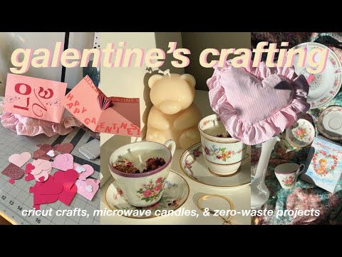 craft with me galentines/vday edition! zero-waste pillow, cricut crafts, microwave candle
