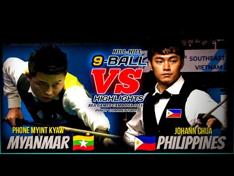 JOHANN CHUA VS PHONE MYINT KYAW, 9-BALL MEN'S BILLIARD - SEA GAMES 2023 | PINOY COMMENTARY